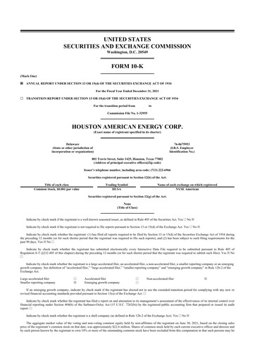 Thumbnail Houston American Energy 10-K Annual Report 2021