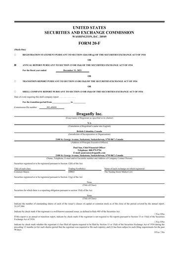 Thumbnail Draganfly 20-F Annual Report 2021