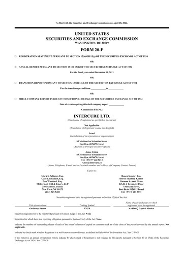 Thumbnail InterCure 20-F Annual Report 2021