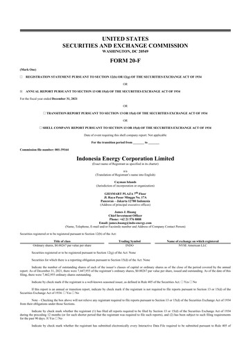 Thumbnail Indonesia Energy 20-F Annual Report 2021