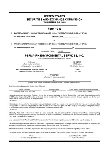 Thumbnail Perma-Fix Environmental Services 10-Q Quarterly Report FY2022 