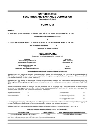 Vorschaubild Pulmatrix 10-Q Quartalsbericht 2022 