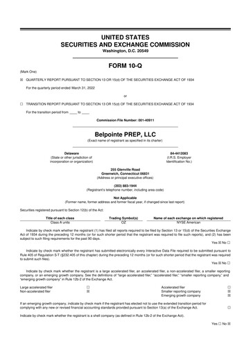 Thumbnail Belpointe PREP, LLC 10-Q Quarterly Report FY2022 