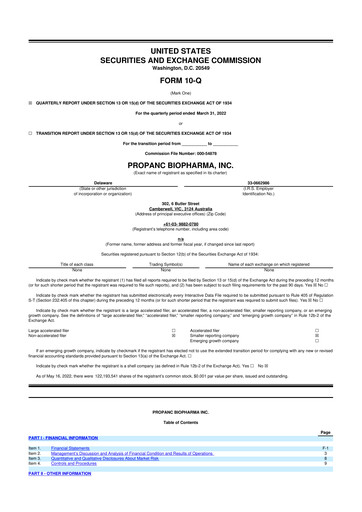 Thumbnail Propanc Biopharma 10-Q Quarterly Report FY2022 