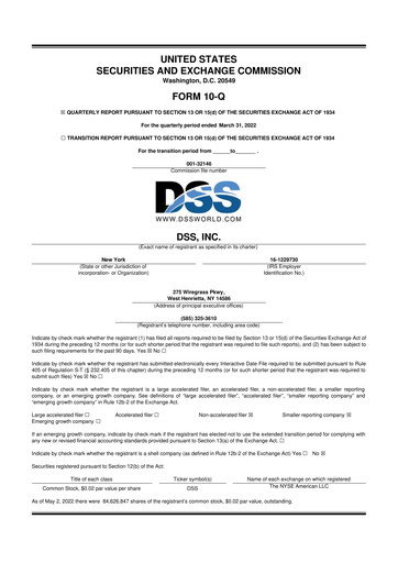 Vorschaubild DSS, Inc. (Document Security Systems) 10-Q Quartalsbericht 2022 