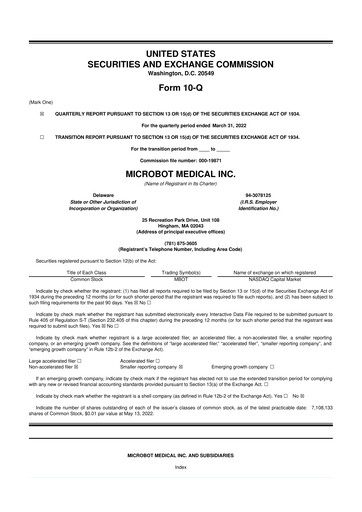 Thumbnail Microbot Medical
 10-Q Quarterly Report FY2022 