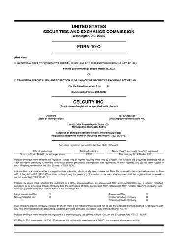 Vorschaubild Celcuity Inc. 10-Q Quartalsbericht 2022 