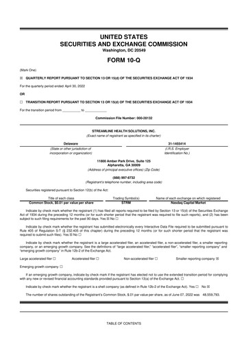 Thumbnail Streamline Health Solutions 10-Q Quarterly Report FY2023 