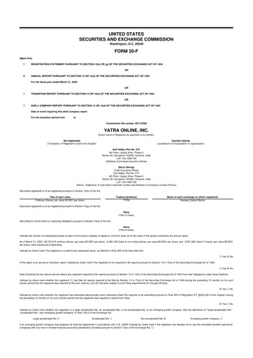 Vorschaubild Yatra 20-F Jahresbericht 