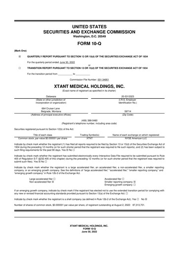 Vorschaubild Xtant Medical 10-Q Quartalsbericht  