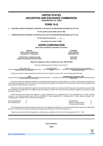 Thumbnail Kopin Corporation
 10-Q Quarterly Report FY2022 