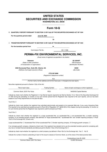 Thumbnail Perma-Fix Environmental Services 10-Q Quarterly Report FY2022 