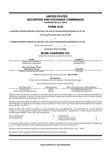 Thumbnail Blink Charging
 10-Q Quarterly Report FY2022 