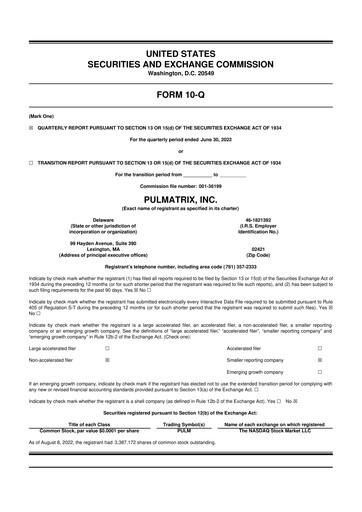 Vorschaubild Pulmatrix 10-Q Quartalsbericht 2022 