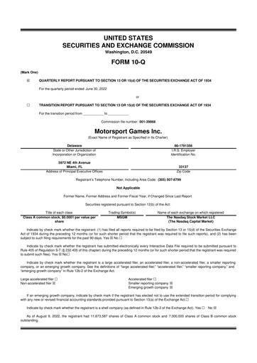 Thumbnail Motorsport Gaming 10-Q Quarterly Report FY2022 