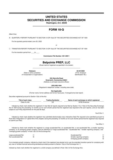 Thumbnail Belpointe PREP, LLC 10-Q Quarterly Report FY2022 