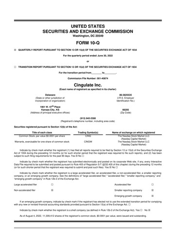 Thumbnail Cingulate 10-Q Quarterly Report FY2022 