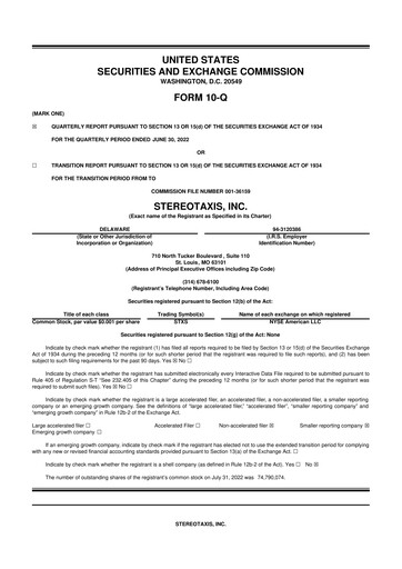Thumbnail Stereotaxis 10-Q Quarterly Report FY2022 