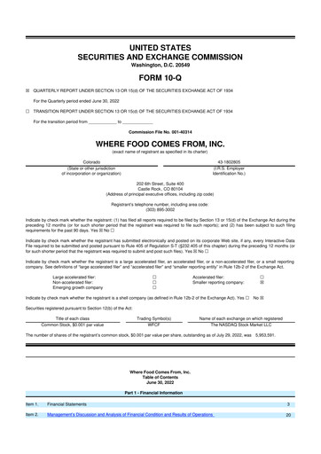 Thumbnail Where Food Comes From 10-Q Quarterly Report FY2022 