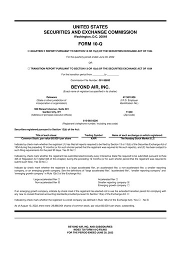 Thumbnail Beyond Air 10-Q Quarterly Report FY2023 