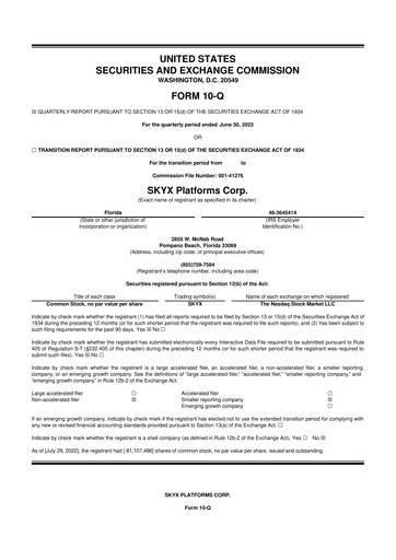 Thumbnail SKYX Platforms 10-Q Quarterly Report FY2022 