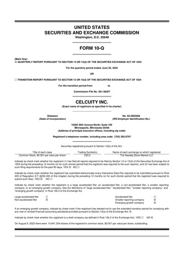 Vorschaubild Celcuity Inc. 10-Q Quartalsbericht 2022 
