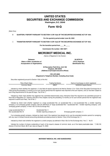 Thumbnail Microbot Medical
 10-Q Quarterly Report FY2022 