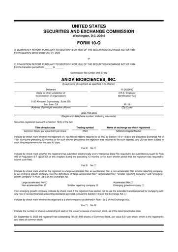Vorschaubild Anixa Biosciences 10-Q Quartalsbericht 2022 