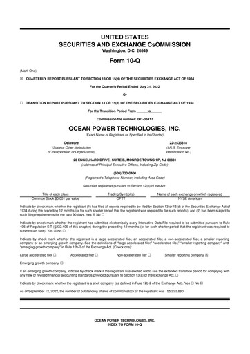 Thumbnail Ocean Power Technologies
 10-Q Quarterly Report FY2023 