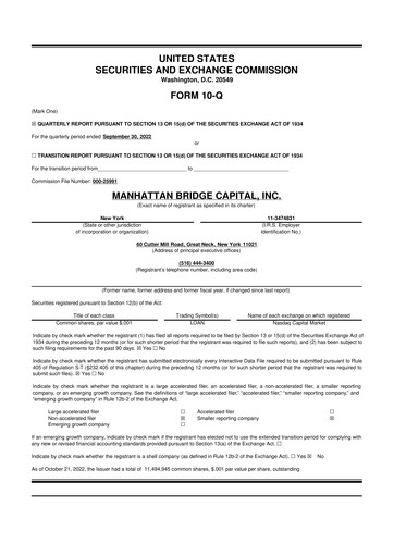 Thumbnail Manhattan Bridge Capital
 10-Q Quarterly Report FY 