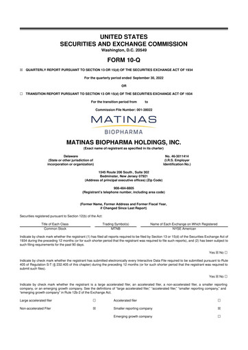 Thumbnail Matinas BioPharma 10-Q Quarterly Report FY2022 