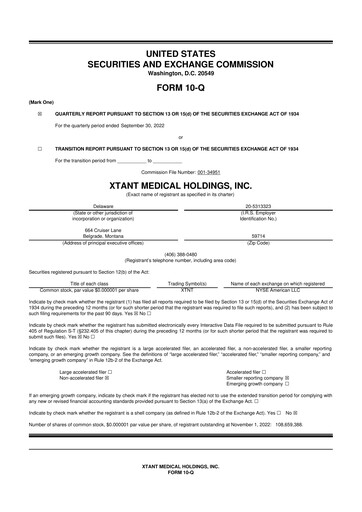 Vorschaubild Xtant Medical 10-Q Quartalsbericht  