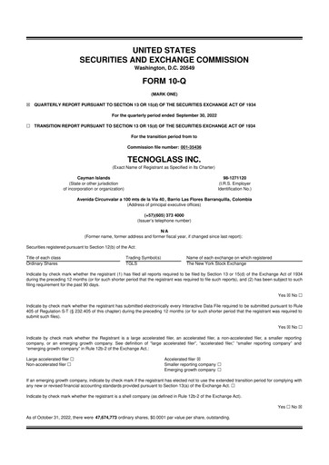 Thumbnail Tecnoglass 10-Q Quarterly Report FY2022 