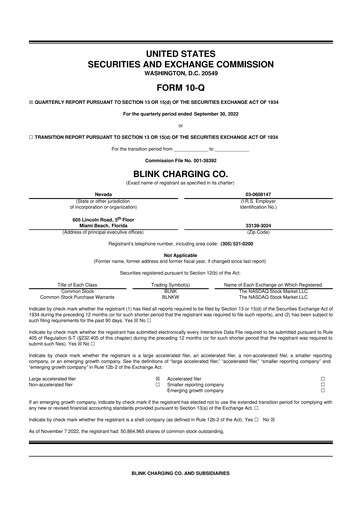 Thumbnail Blink Charging
 10-Q Quarterly Report FY2022 