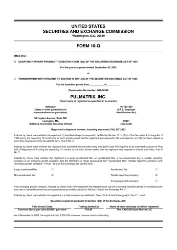 Vorschaubild Pulmatrix 10-Q Quartalsbericht 2022 