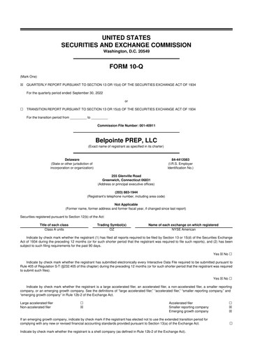 Thumbnail Belpointe PREP, LLC 10-Q Quarterly Report FY2022 