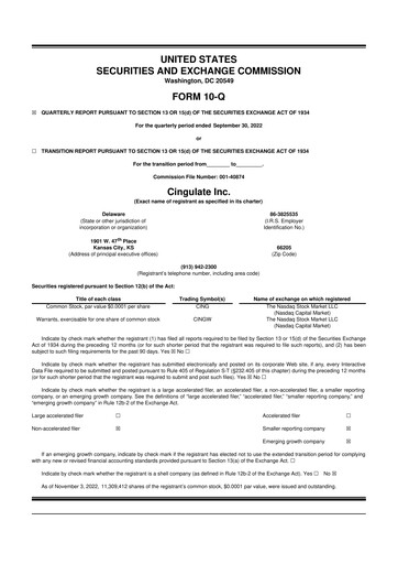 Thumbnail Cingulate 10-Q Quarterly Report FY2022 