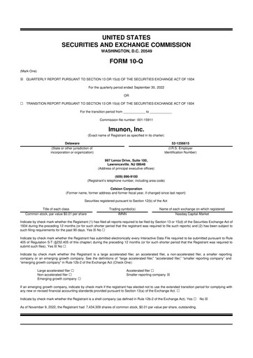 Vorschaubild Imunon 10-Q Quartalsbericht 2022 