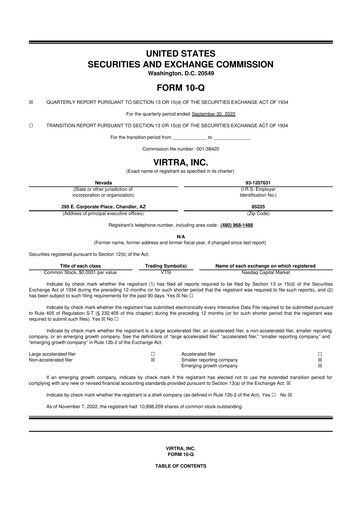 Thumbnail VirTra 10-Q Quarterly Report FY2022 