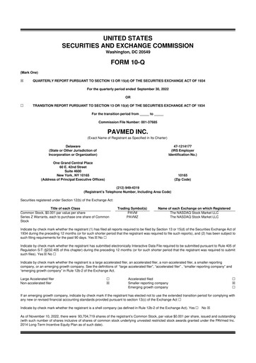 Miniature PAVmed
 10-Q Rapport trimestriel 2022 