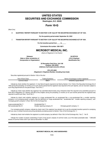 Thumbnail Microbot Medical
 10-Q Quarterly Report FY2022 