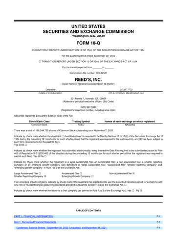 Vorschaubild Reed's, Inc. 10-Q Quartalsbericht  