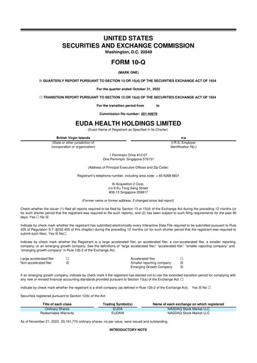 Thumbnail EUDA Health 10-Q Quarterly Report FY2022 