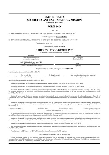 Thumbnail Barfresh Food Group 10-K Annual Report 2022