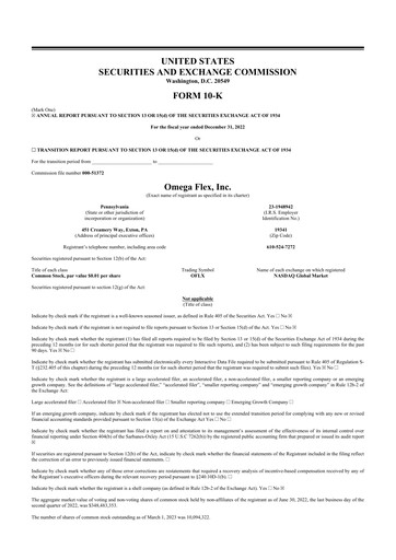 Thumbnail Omega Flex 10-K Annual Report 2022