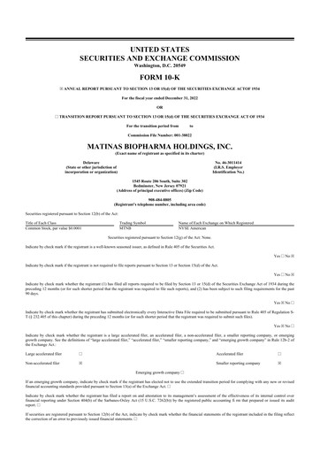 Thumbnail Matinas BioPharma 10-K Annual Report 2022