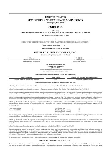 Thumbnail Inspired Entertainment 10-K Annual Report 2022