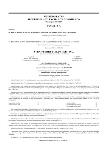 Thumbnail Strawberry Fields REIT 10-K Annual Report 2022