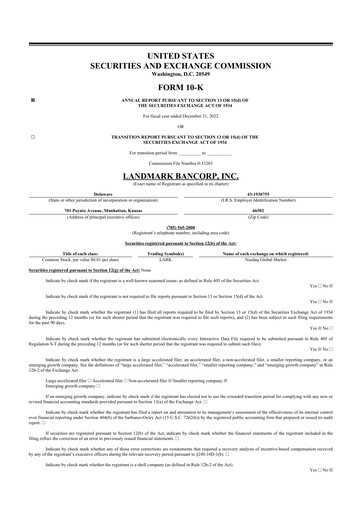 Thumbnail Landmark Bancorp 10-K Annual Report 2022