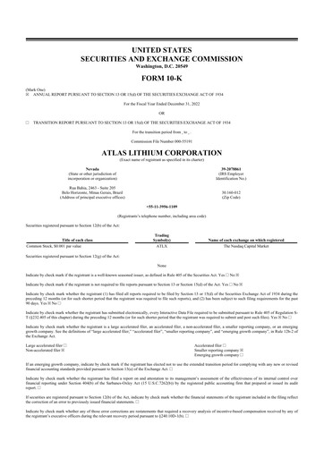 Thumbnail Atlas Lithium 10-K Annual Report 2022